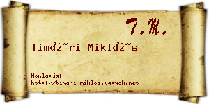 Timári Miklós névjegykártya